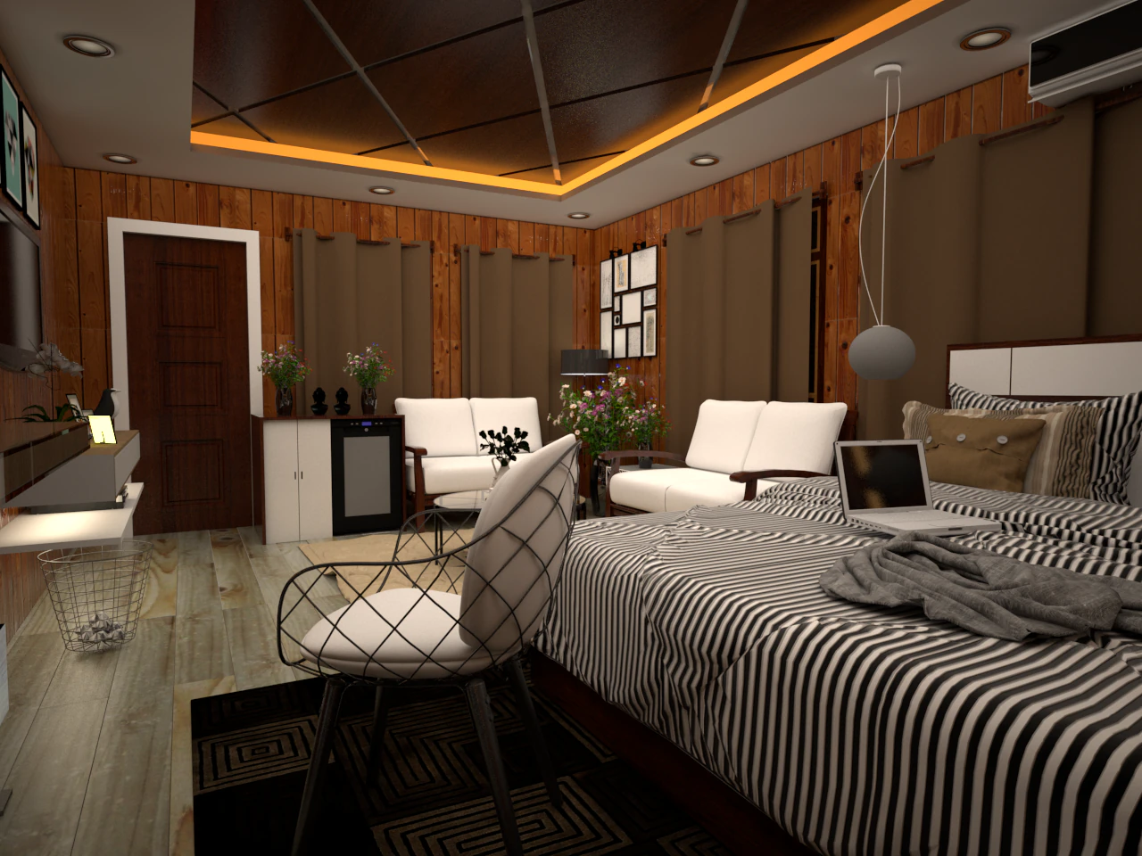 modern bedroom - chambre coucher 3D Model .c4d .max .obj .3ds .fbx .stl .blend