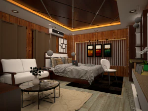 modern bedroom - chambre coucher 3D Model
