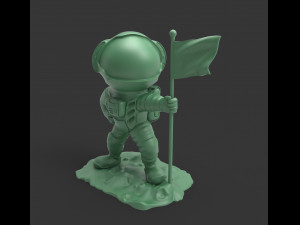 astronaut on the moon with a flag Model Cetak 3D