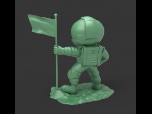 astronaut on the moon with a flag Model Cetak 3D