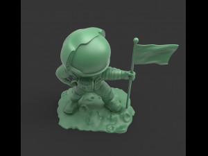 astronaut on the moon with a flag Model Cetak 3D