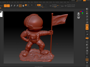 astronaut on the moon with a flag Model Cetak 3D