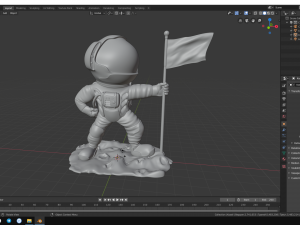 astronaut on the moon with a flag Model Cetak 3D