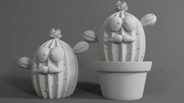 cactus plant living in a pot Modelo de Impressão 3D .c4d .max .obj .3ds .fbx .stl .blend 