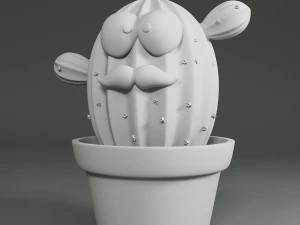 cactus plant living in a pot 3D Print Model