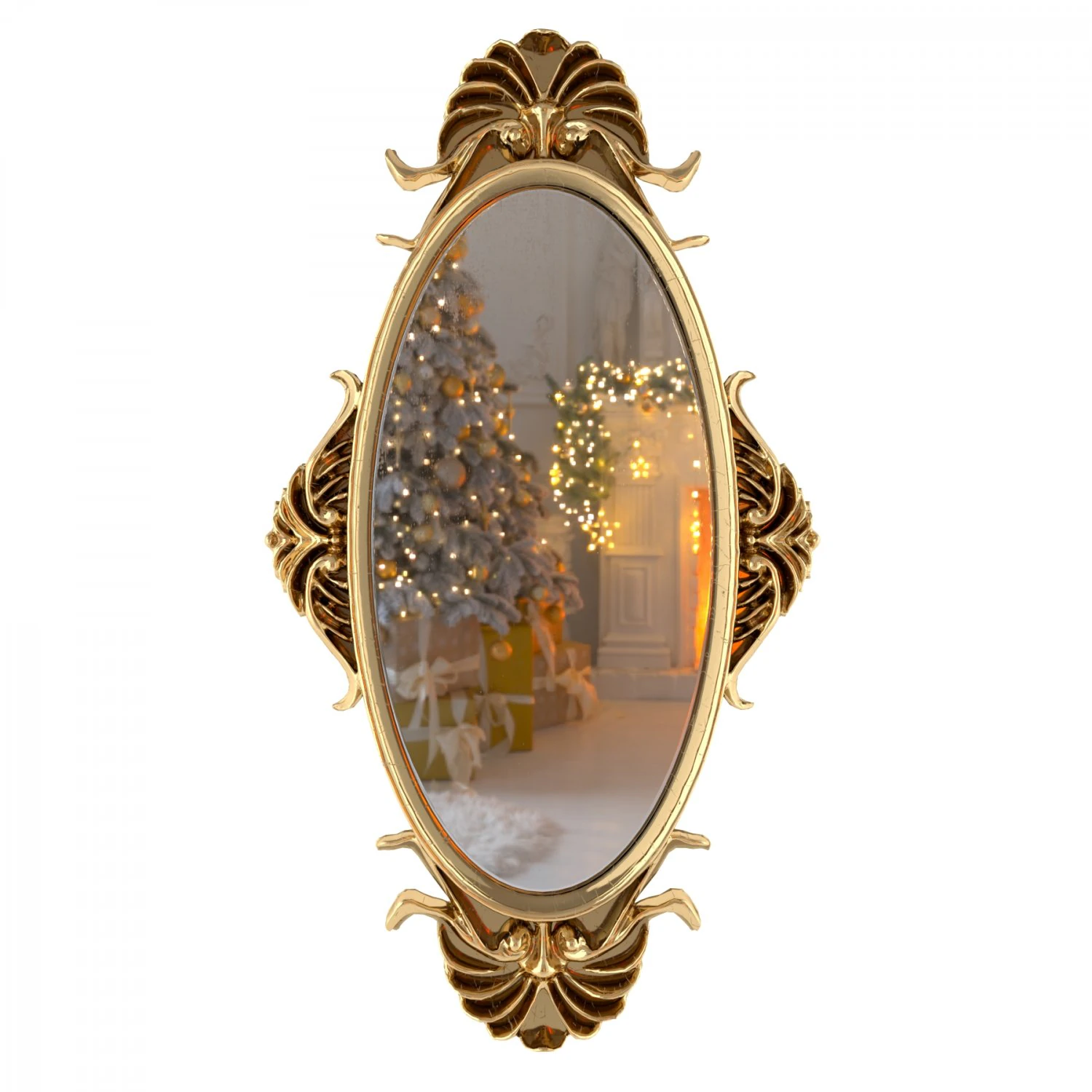 Golden Mirror 3D Model .c4d .max .obj .3ds .fbx .stl .blend 