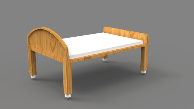 wooden cot Modello 3D .c4d .max .obj .3ds .fbx .stl .blend 