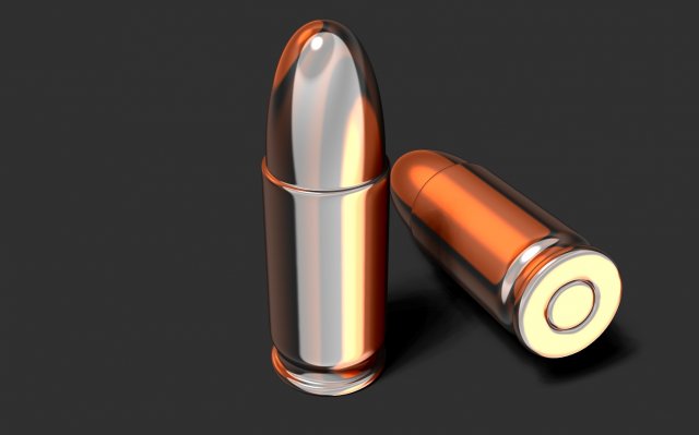 9mm ammunition 3d 3D Print Model .c4d .max .obj .3ds .fbx .stl .blend 