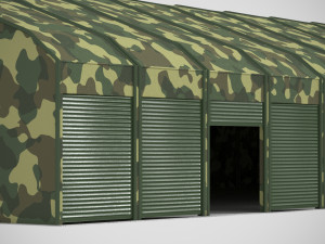 garage for military equipment for 11 cars low-poly 3D Model