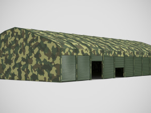 garage for military equipment for 11 cars low-poly 3D Model