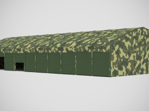 garage for military equipment for 11 cars low-poly 3D Model
