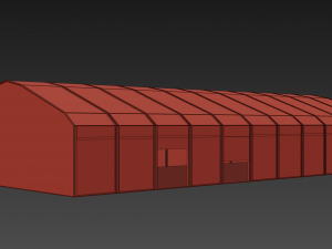 garage for military equipment for 11 cars low-poly 3D Model