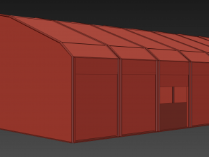 garage for military equipment for 11 cars low-poly 3D Model
