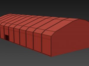 garage for military equipment for 11 cars low-poly 3D Model