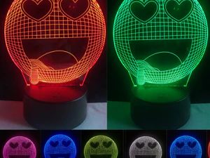 レーザー切断用のスマイリーフェイスの描画 3Dモデル