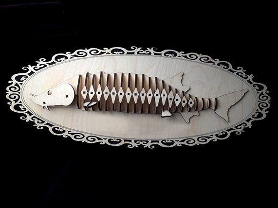 sturgeon plywood panel for laser cutting 3D Model .c4d .max .obj .3ds .fbx .stl .blend 