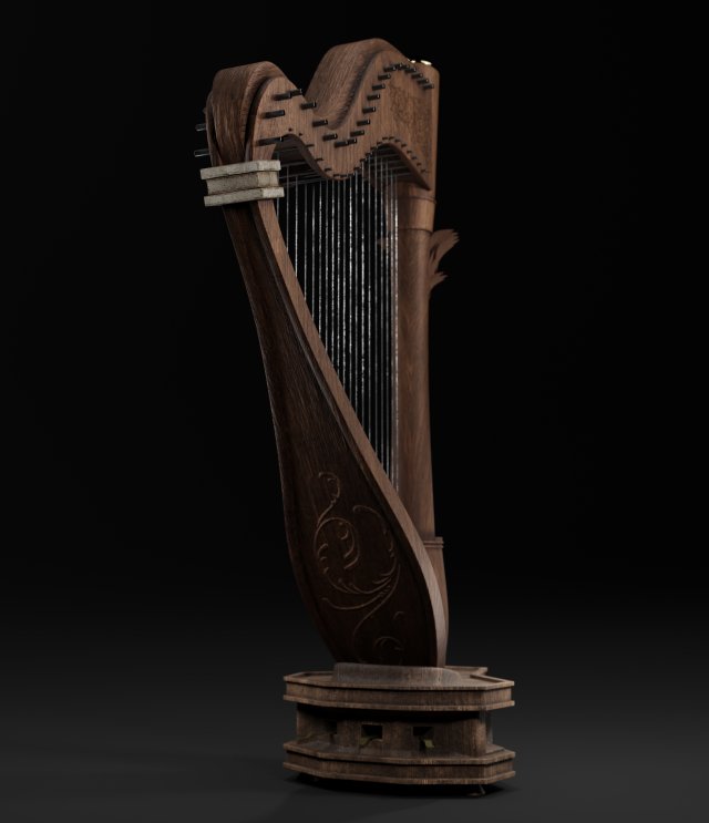 musical instrument harp Modèle 3D .c4d .max .obj .3ds .fbx .stl .blend 