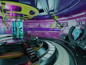 sci fi lab assets low and high poly texture 3D Model