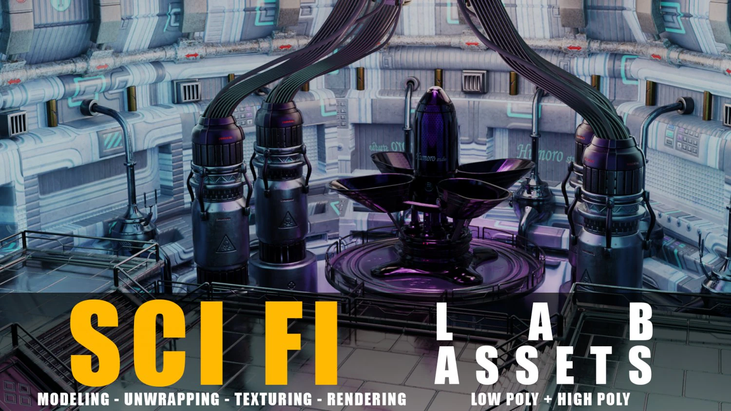 sci fi lab assets low and high poly texture 3D Model .c4d .max .obj .3ds .fbx .stl .blend 