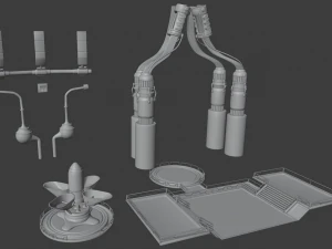 sci fi lab assets low and high poly texture 3D Model