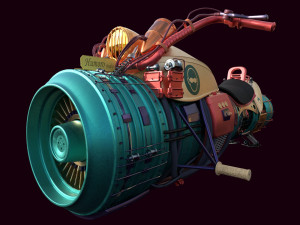 retro space motorcycle game ready low poly 3D 모델