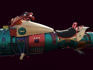 retro space motorcycle game ready low poly 3D 모델