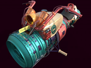 retro space motorcycle game ready low poly 3D 모델
