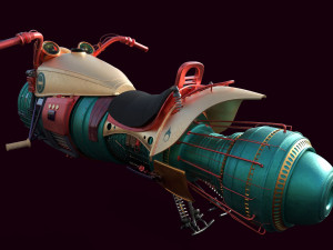 retro space motorcycle game ready low poly 3D 모델