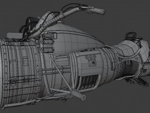 retro space motorcycle game ready low poly 3D 모델