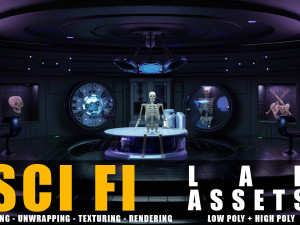 sci fi lab assets low and high poly with texture game ready 3D Модель
