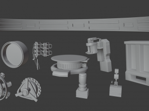 sci fi lab assets low and high poly with texture game ready 3D 모델