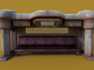bus stop old game ready street assets low poly and high poly 3D 모델