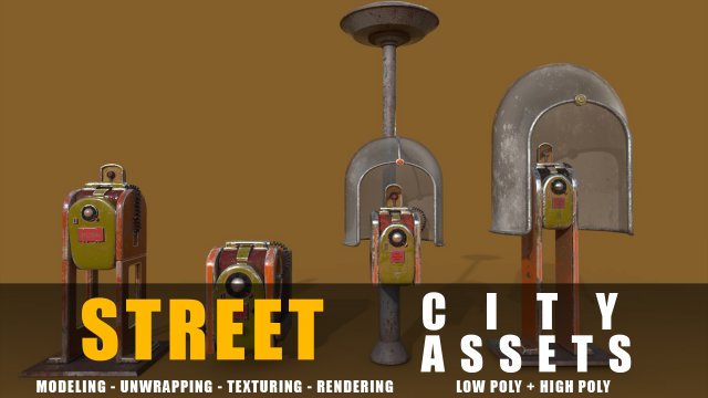 phone station series old game ready street assets low poly and high poly Modelo 3D .c4d .max .obj .3ds .fbx .stl .blend 