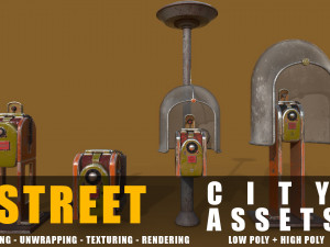 phone station series old game ready street assets low poly and high poly 3D मॉडल