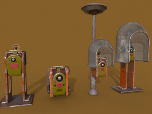phone station series old game ready street assets low poly and high poly Modelo 3D