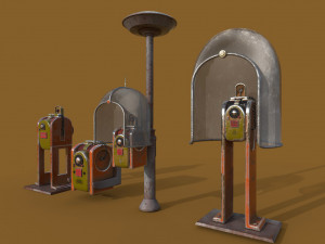 phone station series old game ready street assets low poly and high poly Modelo 3D