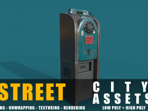 phone station old game ready street assets low poly and high poly 3D मॉडल