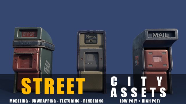 news stand series old game ready street assets low poly and high poly 3D Model .c4d .max .obj .3ds .fbx .stl .blend 