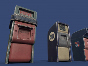 news stand series old game ready street assets low poly and high poly 3D Model