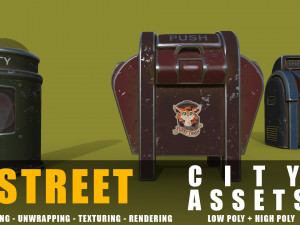 trash can series old game ready street assets low poly and high poly 3D मॉडल