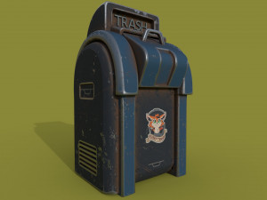 trash can series old game ready street assets low poly and high poly Modelo 3D