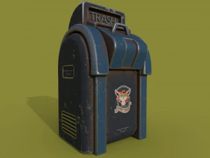 trash can series old game ready street assets low poly and high poly 3D Model