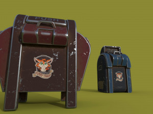 trash can series old game ready street assets low poly and high poly Modelo 3D