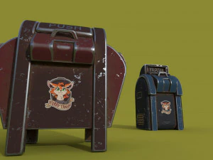trash can series old game ready street assets low poly and high poly 3D Model