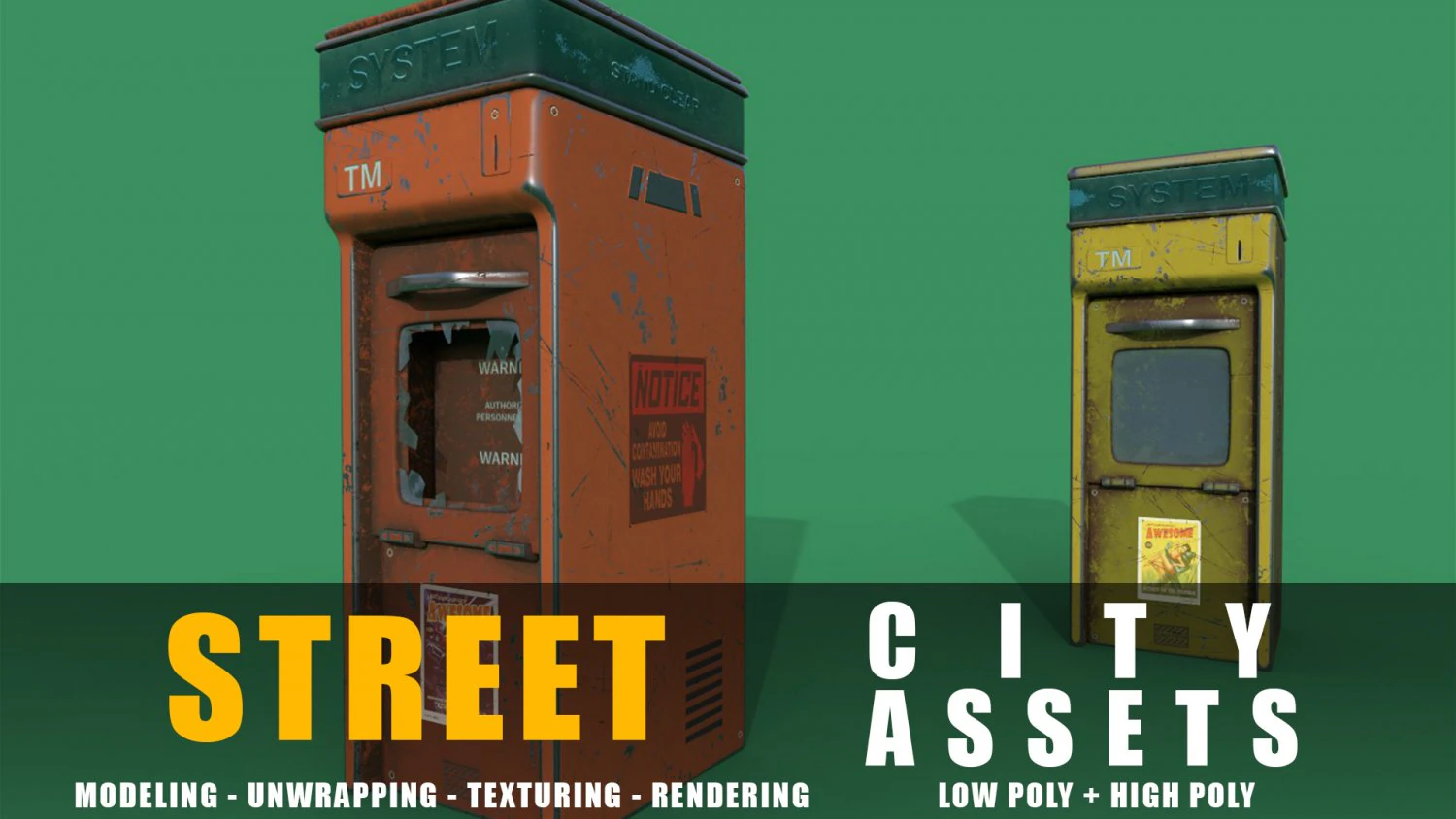 news stand series old game ready street assets low poly and high poly 3D Model .c4d .max .obj .3ds .fbx .stl .blend 
