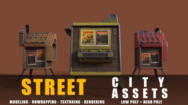 street cigarette stand series old game ready street assets low poly and high poly 3D मॉडल .c4d .max .obj .3ds .fbx .stl .blend 