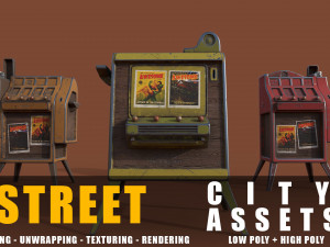 street cigarette stand series old game ready street assets low poly and high poly 3D मॉडल