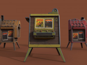 street cigarette stand series old game ready street assets low poly and high poly 3D मॉडल