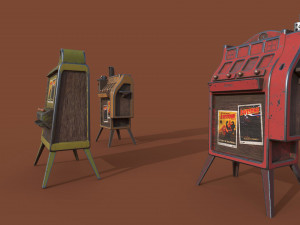 street cigarette stand series old game ready street assets low poly and high poly 3D मॉडल
