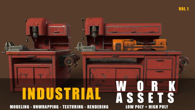 industrial work assets game ready low poly and high poly vol 1 3D-Modell .c4d .max .obj .3ds .fbx .stl .blend 